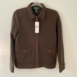 NWT Womens Ralph Lauren Green Full Zip Jacket size Petite Large